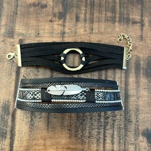 💥3 for $12💥 black leather bracelet bundle of 2